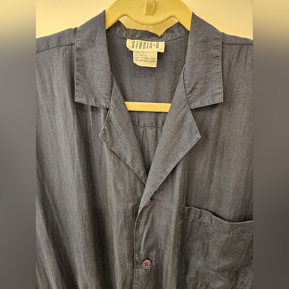 Vintage - 100% Silk "Studio B" Jumpsuit - Size L - EUC - Navy - Picture 9 of 13